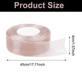 40mm x 50m Bean Pink Organza Chiffon Ribbon,Rose Pink Sheer Ribbon,Chiffon Fabric Ribbons,Shimmer Sheer Organza Ribbon for Gift Wrapping,Christmas Wedding Party Ceremony Decorations and DIY Bows