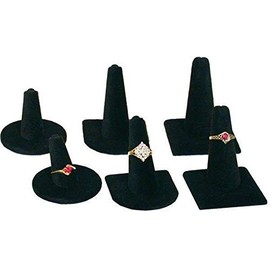 6 Black Velvet Ring Finger Display Jewelry Window Case