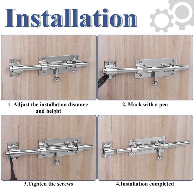 EFUTURETIME 2 x Door Bolt Sliding Bolt 20 cm (8