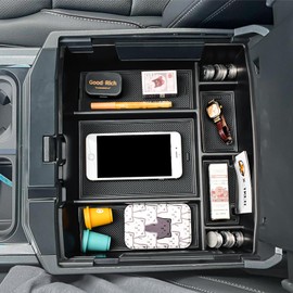 X-TKER Center Console Organizer Insert Tray Compatible with 2023-2025 2026 Ford F250 F350 F450 F550 Super Duty Accessories, Armrest Storage Box Secondary Compartment (Full Console w/Bucket Seats ONLY)