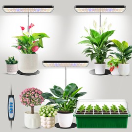 Aumtrly Plant Lights for Indoor Growing, Full Spectrum Grow Light 3 Pack with Base, 26 Inch Height Adjustable LED Grow Lamp with 6/12/16H Timer, 5 Dimming Levels, Ideal for Seeds Starting