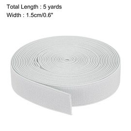 sourcing map Elastic Bands for Sewing 1.5cm 5 Yard/15ft White Knit Elastic Spool High Elasticity for Wigs, Waistband, Pants