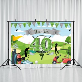 Printspree Golf Themed 40th Birthday Backdrop - 7x5ft for-Tee 40 Celebration Banner Golf Lovers' Milestone Birthdays Party Decorations Photo Booths