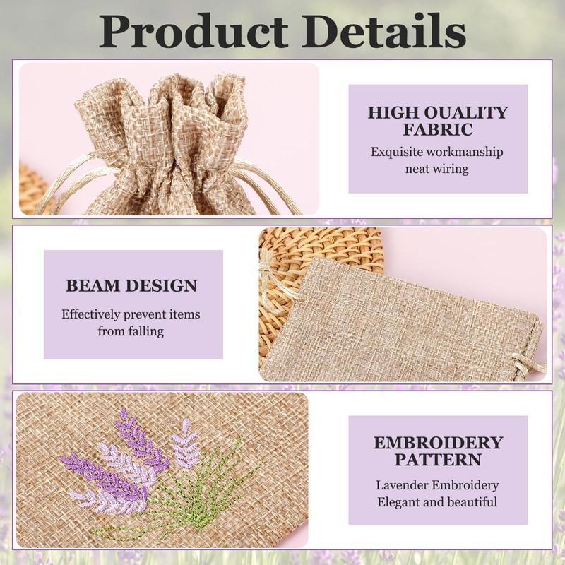 AOZUO 12 PCS Lavender Bags, Sachet Empty Bags Small Jute