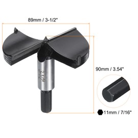 sourcing map Forstner Drill Bit 3-1/2"(89mm) Tungsten Carbide Wood Drilling Bit Hinge Cutter with Hex Shank for Hardwood Softwood Plywood Woodworking Drilling