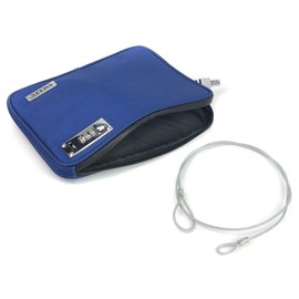 Vaultz Locking Pool Pouch - Water-Resistant Combination Locking Pouch w/Tether for Cash, Pool, Beach, Bank, or Travel - 7.5 x 9 Inches, Medium, Blue