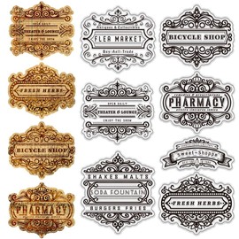 PH PandaHall Vintage Sign Clear Stamps Set 7pcs Retro Style Rubber Stamp Silicone Clear Stamps Reusable Transparent Stamps for Scrapbooking Journaling Card Making Album Photo Decoration