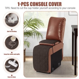 VANSOFY 1-Piece Extra Large Additional Recliner Console Cover, Console Covers for L Shape Sectional Sofa Corner Seater Cover for Pets, Dogs(Additional Console Cover, Chocolate)
