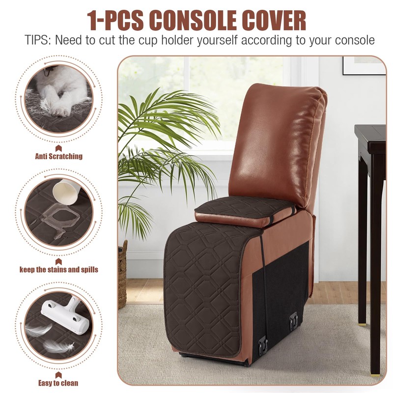 VANSOFY 1-Piece Extra Large Additional Recliner Console Cover, Console Covers