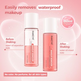 OUKEYA Eyes & Lip Heavy Makeup Remover, Waterproof Mascara Remover, Gentle Cleanser Liquid for Makeup with Natural Ingredients for Face, Normal Skin Types (80 ml)