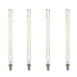 K JINGKELAI T300 Dimmable Vintage LED Edison Bulbs 6W T300 Dimmable LED Filament Bulb Long Tubular Vintage LED Lights,E14 Small Base,Clear Glass,Warm White 2300K,6W(40W Equivalent),4 Pack