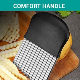 2 Pcs Large Crinkle Cutter - French Fry Slicer - Potato Knife Cutter Fruit Vegetable Wavy Chopper - Knife Stainless Steel Blade Cutting Tool (2 Pack)
