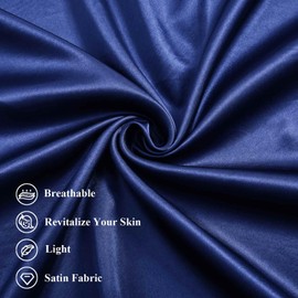 Silk Satin Pillowcase Standard Size, Navy Blue Silky Soft Cooling Satin-Silk Pillow Cases for Hair and Skin with Envelope Closure, Gift for Women Men, 2 Pack (20x26, Navy Blu)