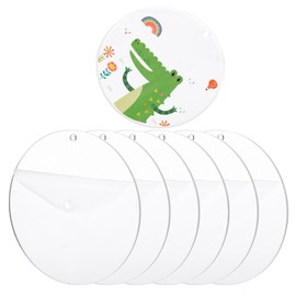 Pack of 6 Round Acrylic Disc with Hole, 15 cm Acrylic Plate Transparent, Sturdy Acrylic Glass Plate, 3 mm Thick, Acrylic Disc Acrylic Plate Round Acrylic Plate for Table Numbers, Welcome Sign and DIY