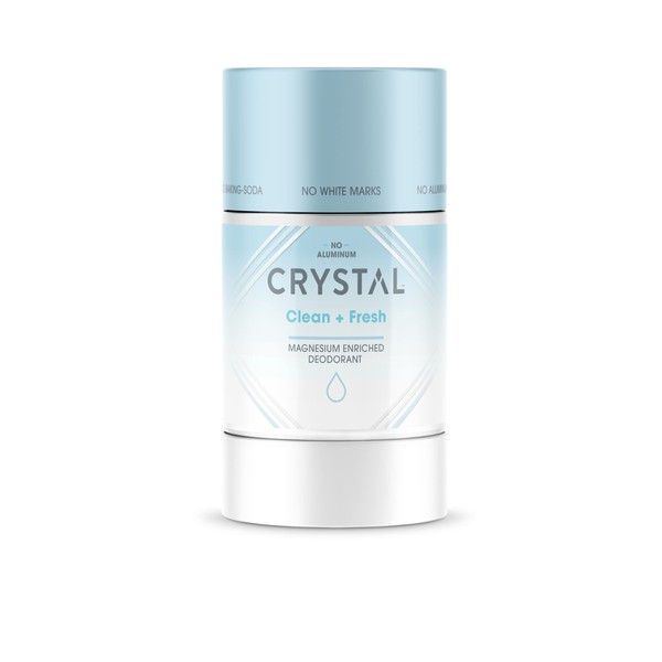 Crystal Magnesium Solid Stick Natural Deodorant, Non-Irritating Aluminum Free Deodorant for Men or Women, Safely and Effectively Fights Odor, Baking Soda Free, 2.5 oz Clean + Fresh (2.5 oz)