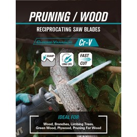 ODACHI Reciprocating Saw Blades Wood Pruning, 9 Inch Sabre Saw Blades, Sawzall Saw Blades for Trees, 5TPI CRV 5-Pack