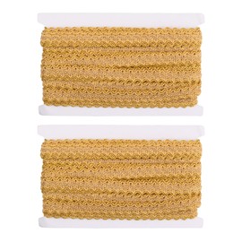 Emperoch 2 Roll Metallic Lace Trim, 26Yards/24m Embroidery Polyester Ribbons, Glitter Gold 15mm Wide S Wave Lace Ribbon for Gift Cable Ties Sewing Curtain Wedding Bridal Costume Jewelry Wedding Bridal DIY Crafts