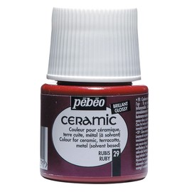 PEBEO 025-029 Ceramic, Enamel Effect Paint, 45 ml Bottle - Ruby