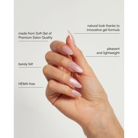 GLAMERMAID Nude Pink Magnet Cat Eyes Press on Nails Medium Almond, Handmade Jelly Gel Fake Nail Kit, Ombre Glitter Magnetic Glue on Nail Stiletto, Normal Medium Oval Stick on False Nail Set for Women