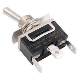 Baomain Toggle Switch SPDT ON/Off/ON 3 Position 250VAC 15A 1/2" mounting Hole Tab Terminal 1/4" Width