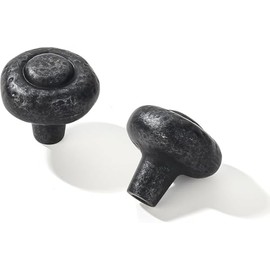 ZAUYX 5 Pack 1-1/4 Inch Black Iron Cabinet Knobs,Antique Black Rustic Drawer Pulls Hammered Cabinet Handles Kitchen Cabinet Hardware Vintage Pulls for Drawers.