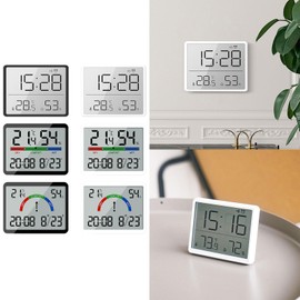 XROLAND Digital Wall Clock Digital Wall Clock Large Display, Date & Temperature Humidity Sensing Perfect for Home and Office Use Battery Operated, Size:Approx.9.3x7.3x1.5cm, White8218