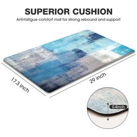 MAYHMYO Kitchen Floor Mat Teal Turquoise Anti Fatigue Kitchen Rugs Non Skid Waterproof Kitchen Runner Rugs Memory Foam Kitchen Mats for Floor Laundry Office