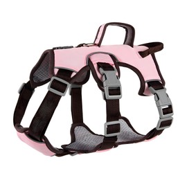 LAVAMOND Dog Harness Soft Padded with Lift Handle and Leash Clip No Pull Escape Proof Reflective Vest Harnesses, Adjustable for Small Medium Dogs(Pink,L)