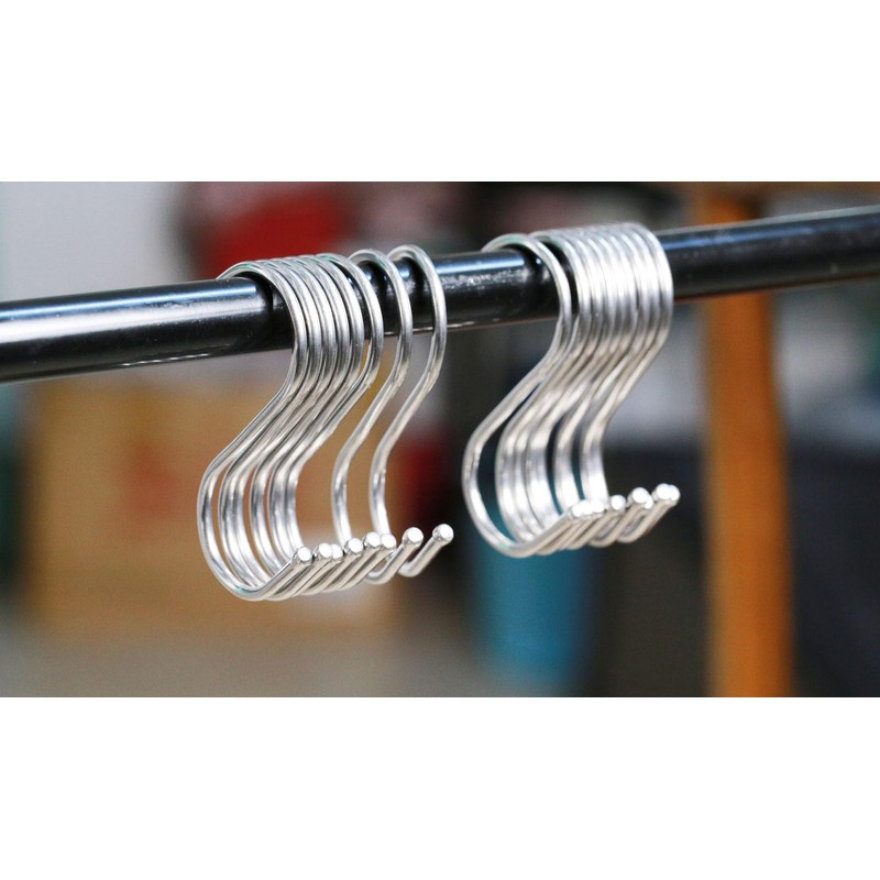 20 Pack S-Shaped Hanging Hooks, Versatile Pot Hangers, Closet Organizers,
