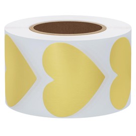 Hylabelest Coloured Dot Heart Stickers 1.5 Inch Love Shape Valentine's Day Gift Labels (Gold)