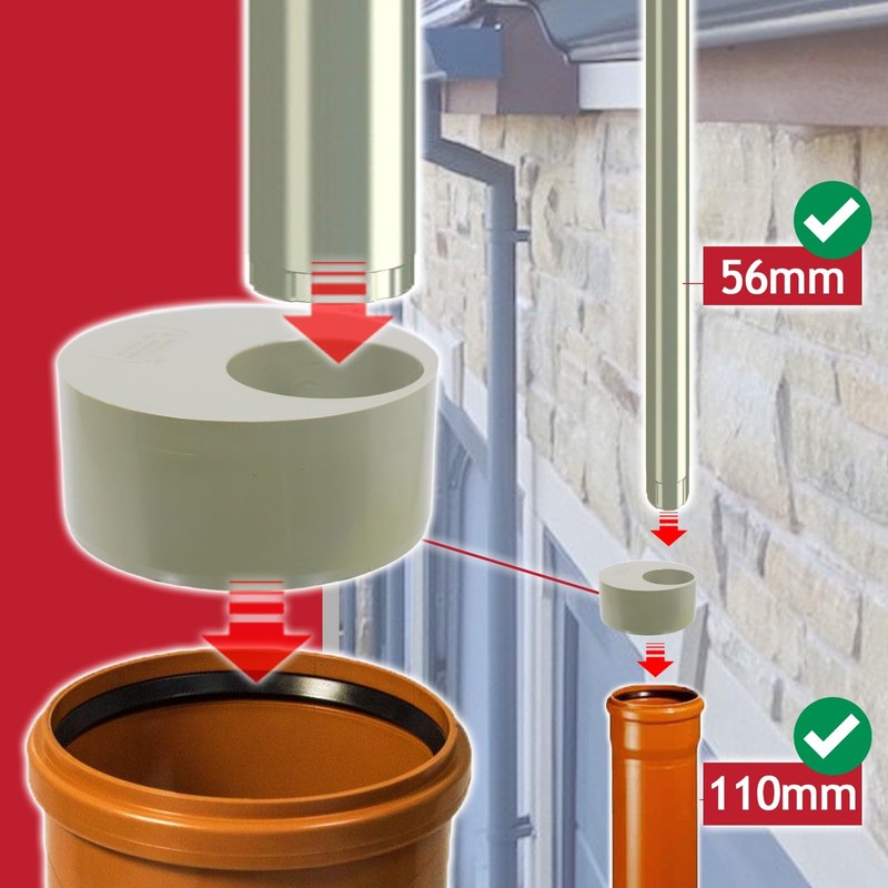 Spares2go 110mm to 56mm (50mm) Solvent Weld Soil System Waste