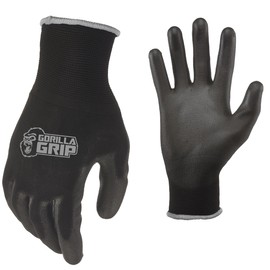 GORILLA GRIP Work Gloves, Never Slip Maximum Grip All-Purpose, Gloves for Men, Superior in Wet, Dry, Oily Conditions, Polymer Palm, Extra Large Size, 25 Pairs, Black/Gray | 25048-25