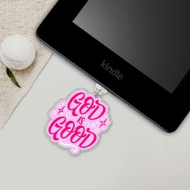God Is Good Kindle Charms, Dust Plug Charm, Accessories Kindle Charm 1.5 Inches Jesus Bible Verse Christian Inspiration, Lightning/Type C Acrylic Material, Accessories for E-Reader, Anti-Dust Plugs