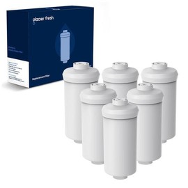 GLACIER FRESH Gravity-fed Water Filter System, 2.25G Stainless-Steel System with 6 Filters, Metal Water Level Spigot, and Stand to Reduce up to 99% Chlorine - Specification: Florine 6-PACK