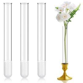 Ninehaoou 3 Pack 7.9" Glass Bud Vase Taper Candle Holder's Bud Vase for Flower Candlestick Sizes from 22mm to 27mm Adjustable Designed Specially for Taper Candle Holder for Tablescapes, Wedding Decor
