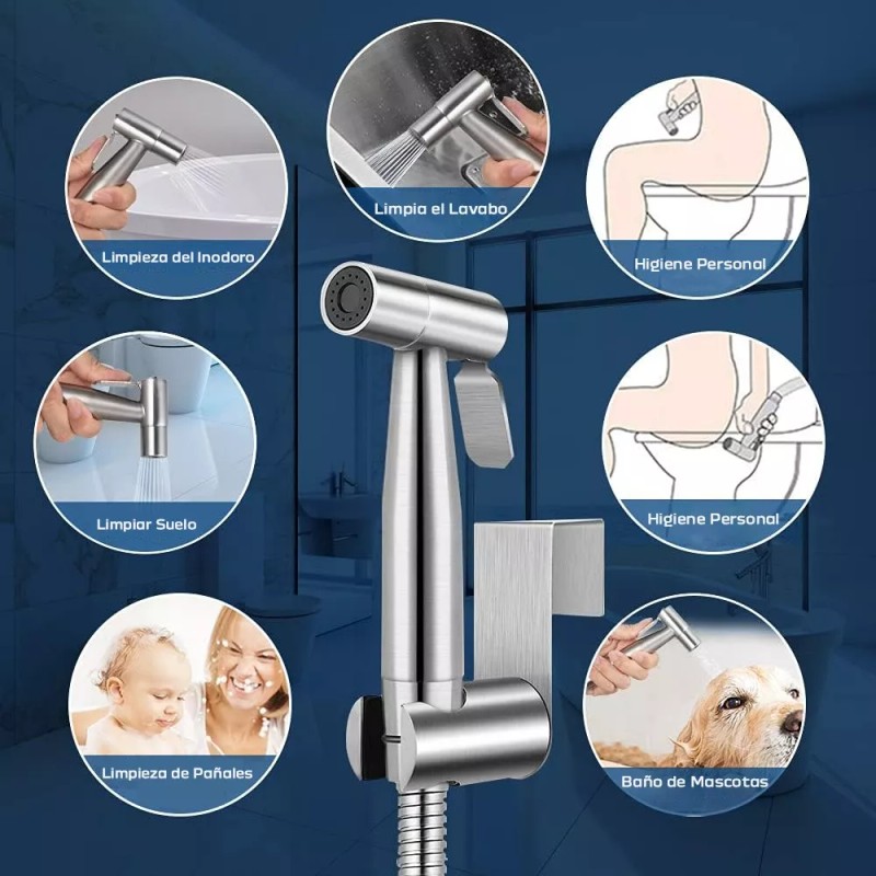 Lostrain Rociador De Bidé Inodoro Acero Inoxidable Bidet Baño Accesor