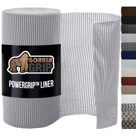GORILLA GRIP powerGRIP Drawer Shelf and Cabinet Liner, Thick Strong Hold, Non-Adhesive Liners Protect Kitchen Cabinets and Cupboard, Bathroom Drawers, Easy Install, Breathable Mat, 12" x30' Light Gray