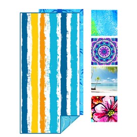 Beach Towel Microfibre Beach Towel Bath Towel Sand-Free XXL Quick-Drying Beach Towel Women's Large Beach Towels Summer Accessories Towel Beach Girls Gifts for Women 180 x 80 Colourful Stripes