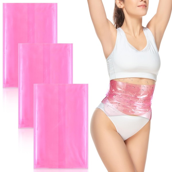 Simgoing 3 Pcs Pink Sauna Belt Waist Wrap Reusable Plastic