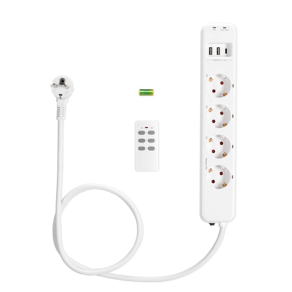 Navaris Wireless Power Strip 4-Way Individually Switchable - with 3x