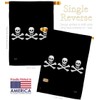 Christopher Condents Garden House Flags Kit Coastal Pirate Ship Skull