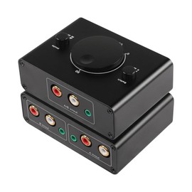 CERRXIANR Bi-Directional 2-Way 3.5mm RCA Stereo Audio Switcher, 2 Input 1 Output / 1 Input 2 Output Audio Splitter Switcher Box, One-Key Mute Button for Headphones, Speaker Computers, Laptops etc