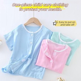 Siomlana Children Tear Away Short Sleeve,Post Surgery Magic Stickers Shirts,Recovery Clothes,Kids Patient Clothing,Suitable for Post-op Care,Boys Girls Fracture Patients