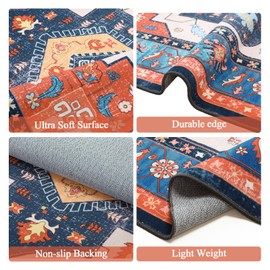 Instellar Area Rug 5x7, Traditional Soft Boho Design, Faux Wool Bright & Vivid Color Carpet, Non-Slip Washable Rugs for Living Room, Bedroom, Farmhouse, Dining Room, Indoor, Kids Playroom, Red