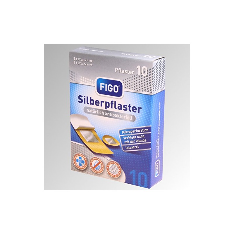 Figo 10 Silver Plasters 2 Sizes Latex Free Antibacterial