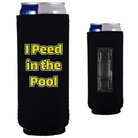 I Peed in the Pool Magnetic Neoprene Collapsible Slim Can Coolie (Black, 2)