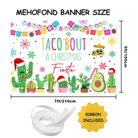 MEHOFOND Taco Bout A Christmas Fiesta Backdrop, Mexican Feliz Navidad Party Decoration, Christmas Fiesta Photography Background White Mexican Xmas Holiday Festival Bannerphotoshoot Studio Props 7x5ft