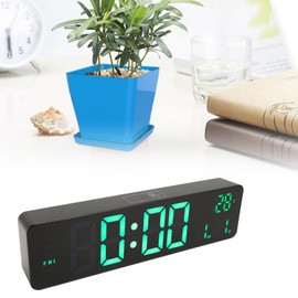 Digital Alarm Clock, Bedroom 12/24H LED Clock with Green Backlit and Temperature Display for Home Office, 10