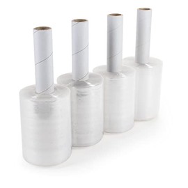 IDL Packaging - F-51-4 5" x 1000' 80 gauge Bundling Stretch Wrap Rolls with Extended Core Handle, Clear (Pack of 4)