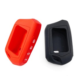 Tovyvw RFX-2WT9-FM T9 Key Black and Red Silicone Protective Silicone Sheath Waterproof Dirt Tolerance Parts Durable 2WT9R Fits FM 2-Way 3000-FT LCD 4 Side Buttons Silicone Shell only for Compustar